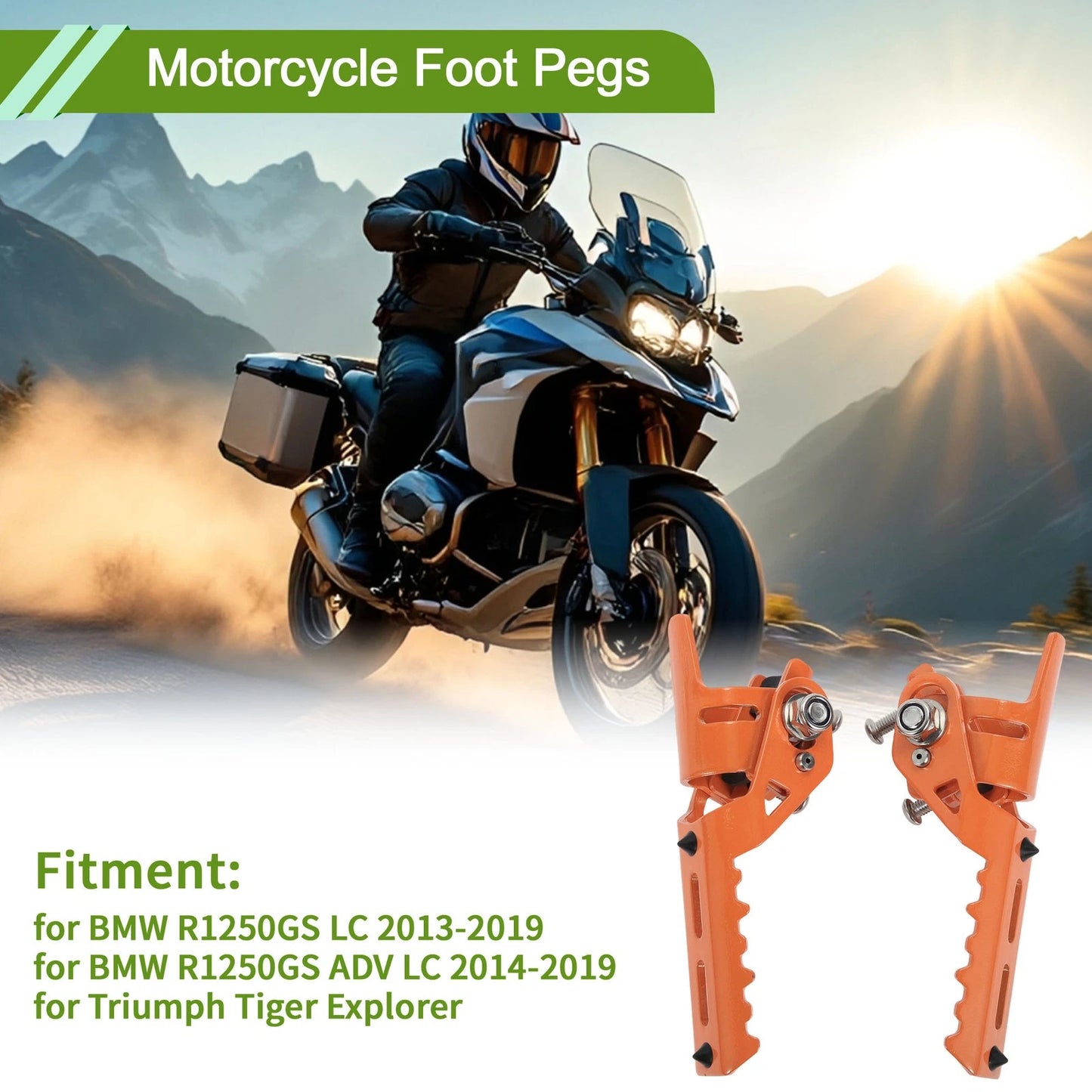 Foot Pegs Orange Front 1 pair for BMW R1250GS LC (2013–2019)