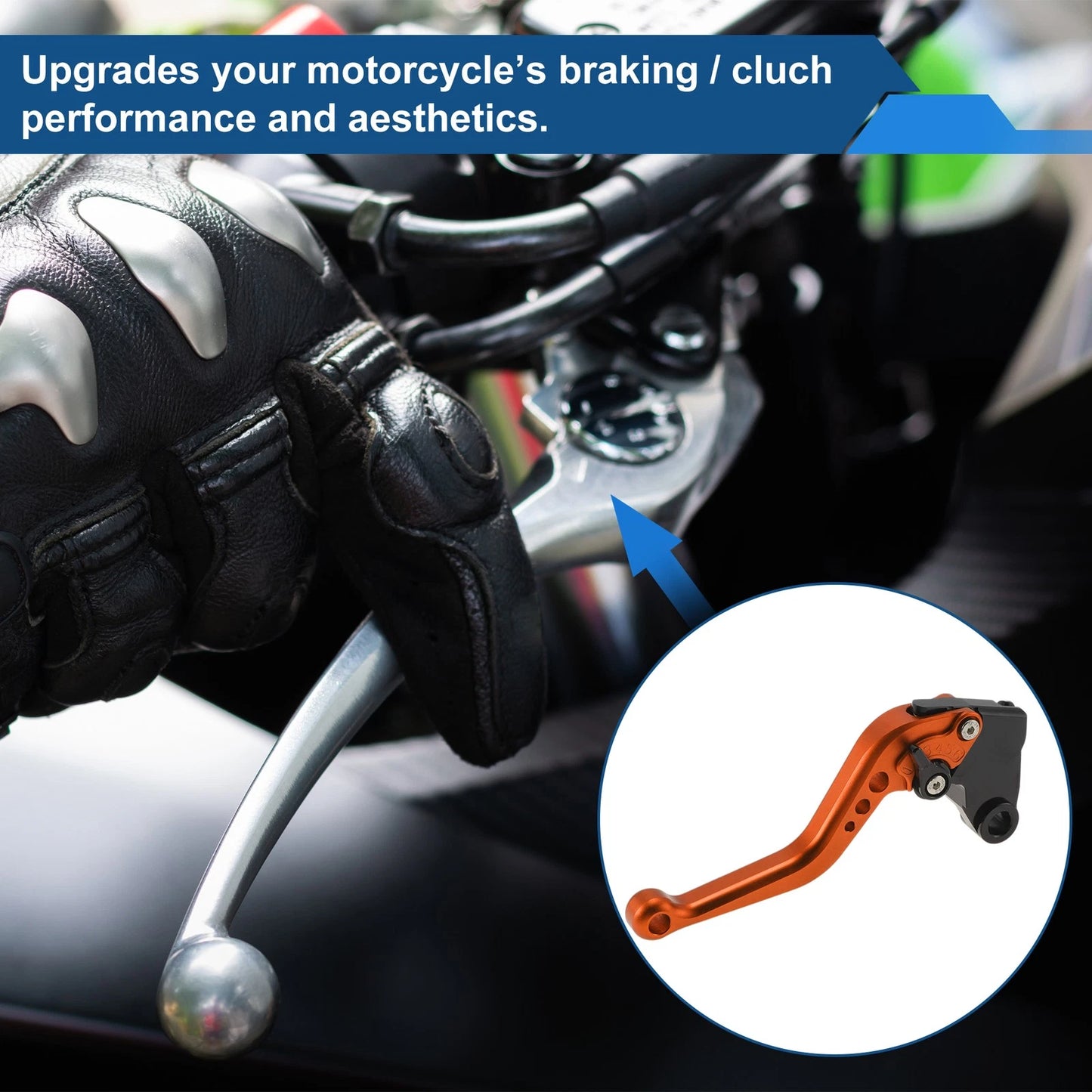 Orange Adjustable Short Brake Clutch Levers for Kawasaki Z750 (2007–2012)