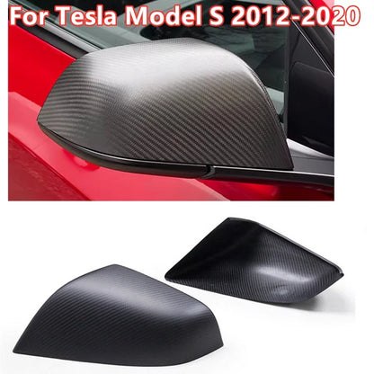 Dry Carbon Fiber Rear View Side Mirror Cover for Tesla Model S (2012–2020)
