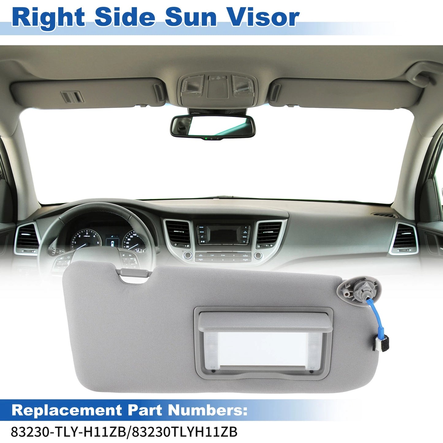 Right Side Sun Visor for Honda CR-V (2017-2022) Gray