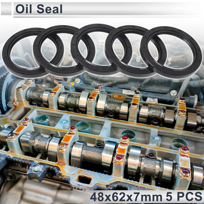 Oil Seal 48x62x7mm 5 Pcs Seal Ring Rotary Shaft Seal NBR Rubber for Auto