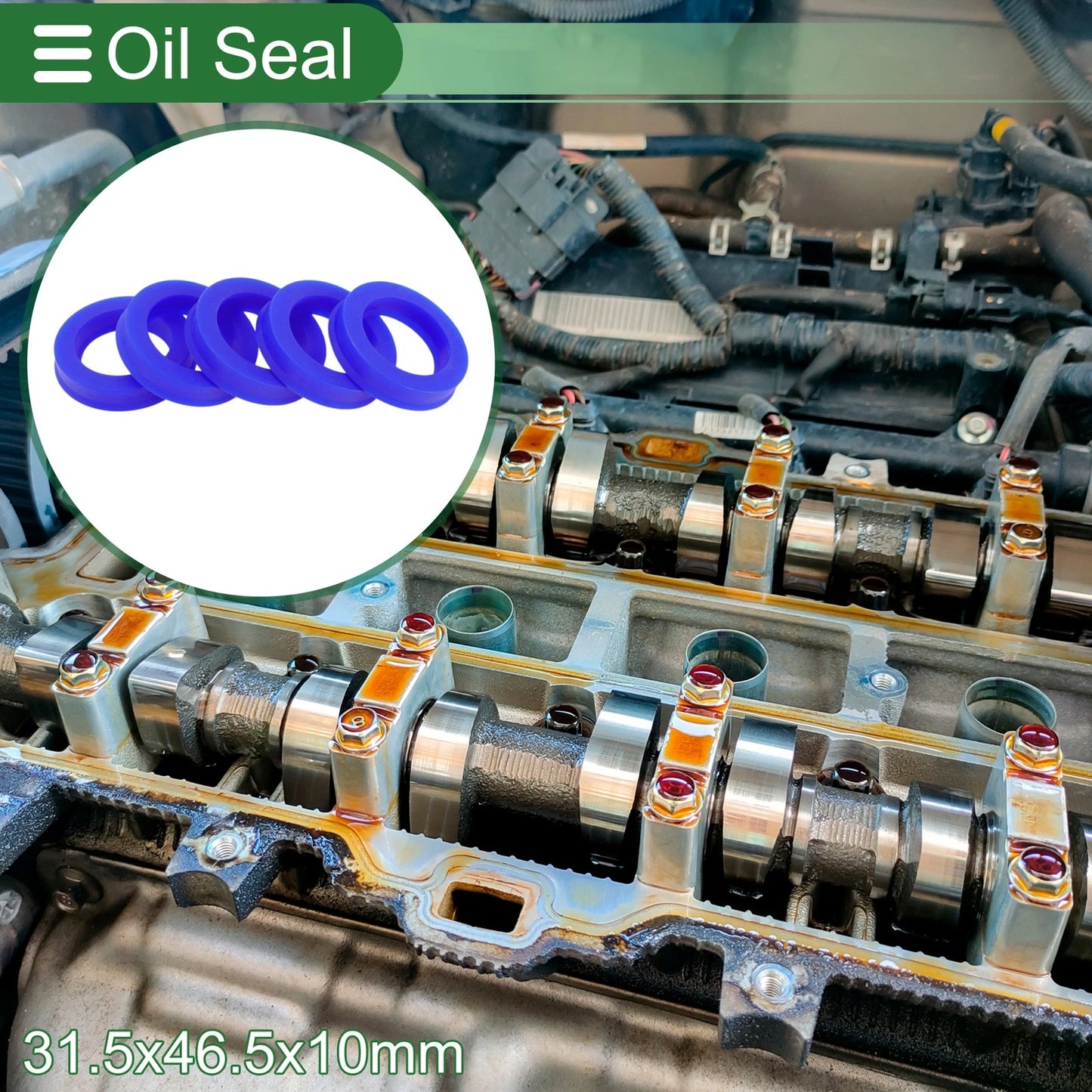 Oil Seal Rotary Shaft Seal TPU 31.5x46.5x10mm High Pressure Blue 5 pcs