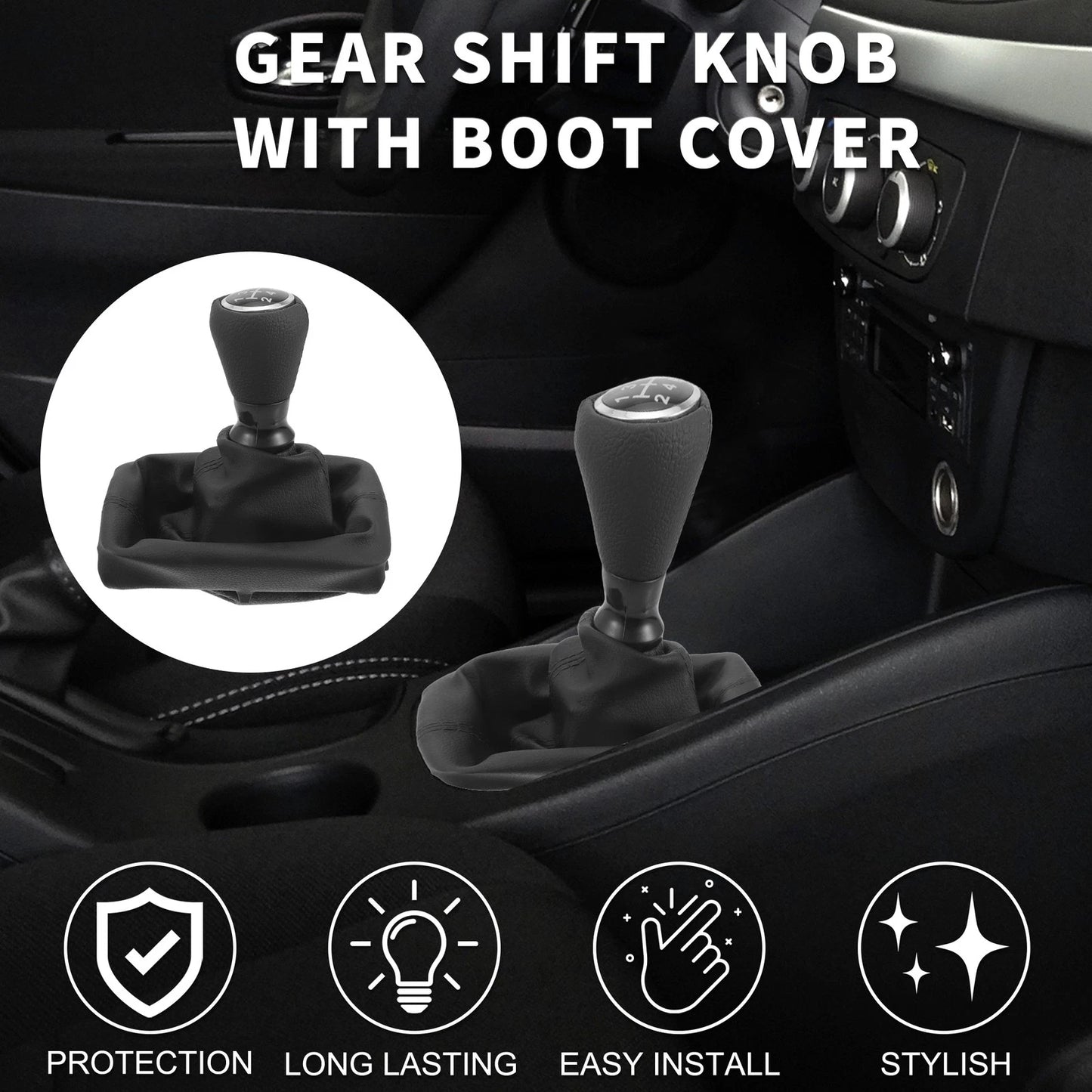 5 Speed Gear Shift Knob & Cover for Peugeot 206 Hatchback (2000-2010)