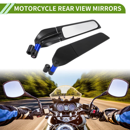 1set M8/M10 Motorcycle Rear View Mirror Blue Aluminum Alloy for Motorcycle