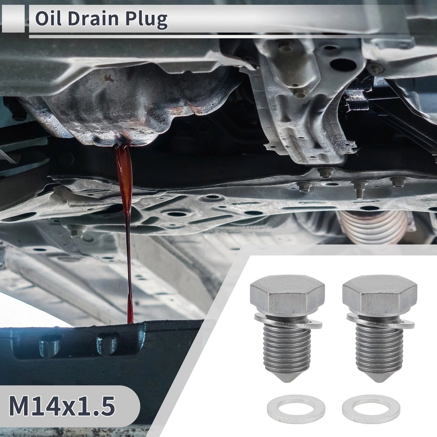 Set M14x1.5 1.18in Oil Drain Plug with Gasket for Car Motorcycle