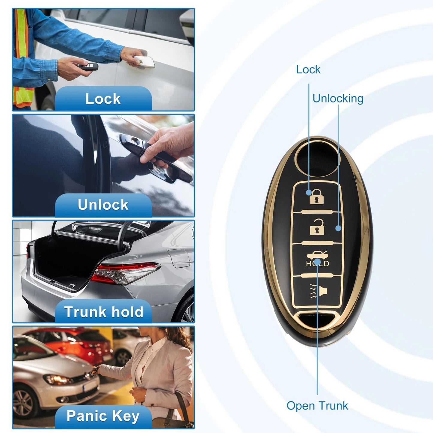 Silicone Car Smart Key Fob Case Cover INFINITI QX80 Protector Black