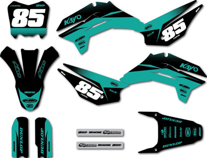 Custom Graphics Full Kit for Kayo TT 125 Models - Groove Teal Style