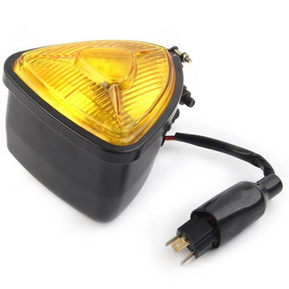 Amber Triangle Headlight Lamp for Harley Motorcycle Chopper Bobber (12V)