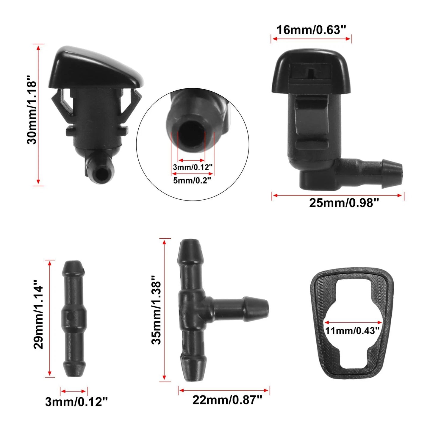 7 x Windshield Wiper Fluid Squirter Nozzles for Ford Fusion (2006-2012)