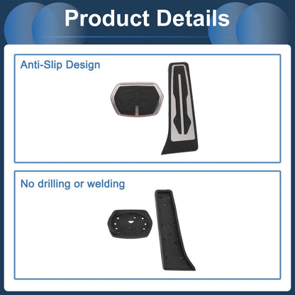 2 x Foot Accelerator Pedal Covers for BMW X1 F48 (2016-2022) Silver Tone