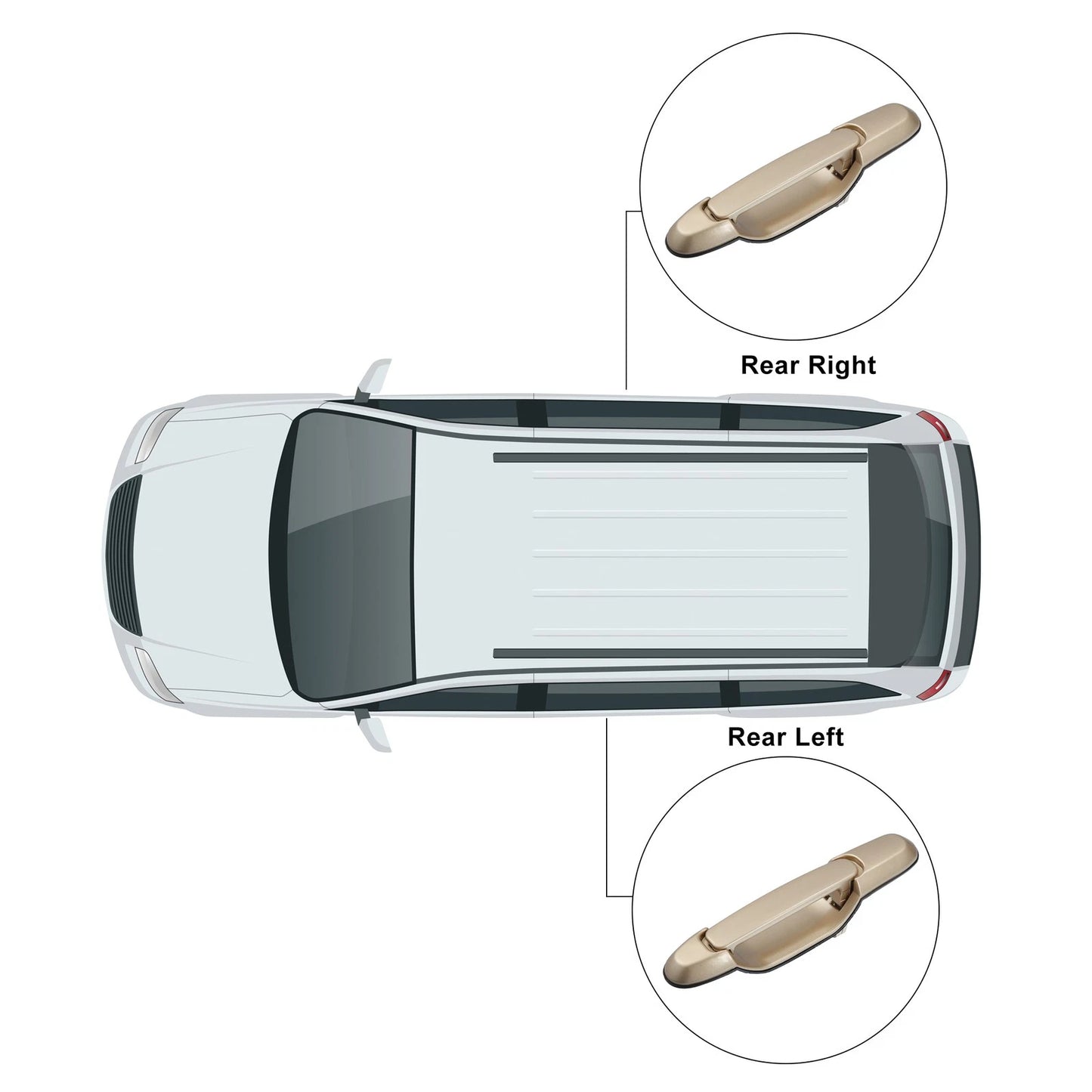 Rear Exterior Door Handles for Toyota Sienna Khaki