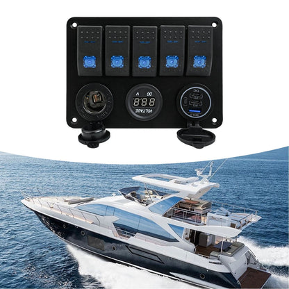 Marine Switch Panel Waterproof with USB Charging for Truck and Caravan