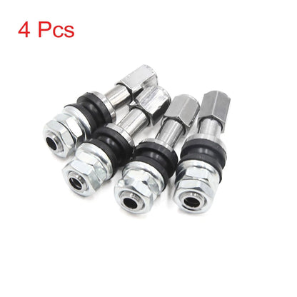 Valve Stems / 4pcs / for Motorcycle Scooter Tubeless Zinc Alloy Silver Tone