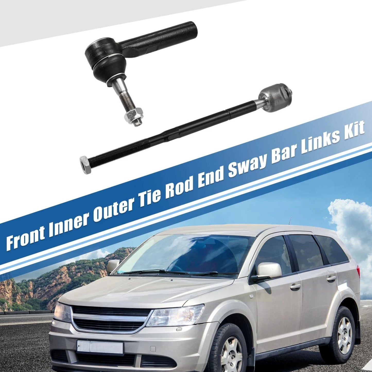 4 x Front Inner Outer Tie Rod End Links for Dodge Journey
