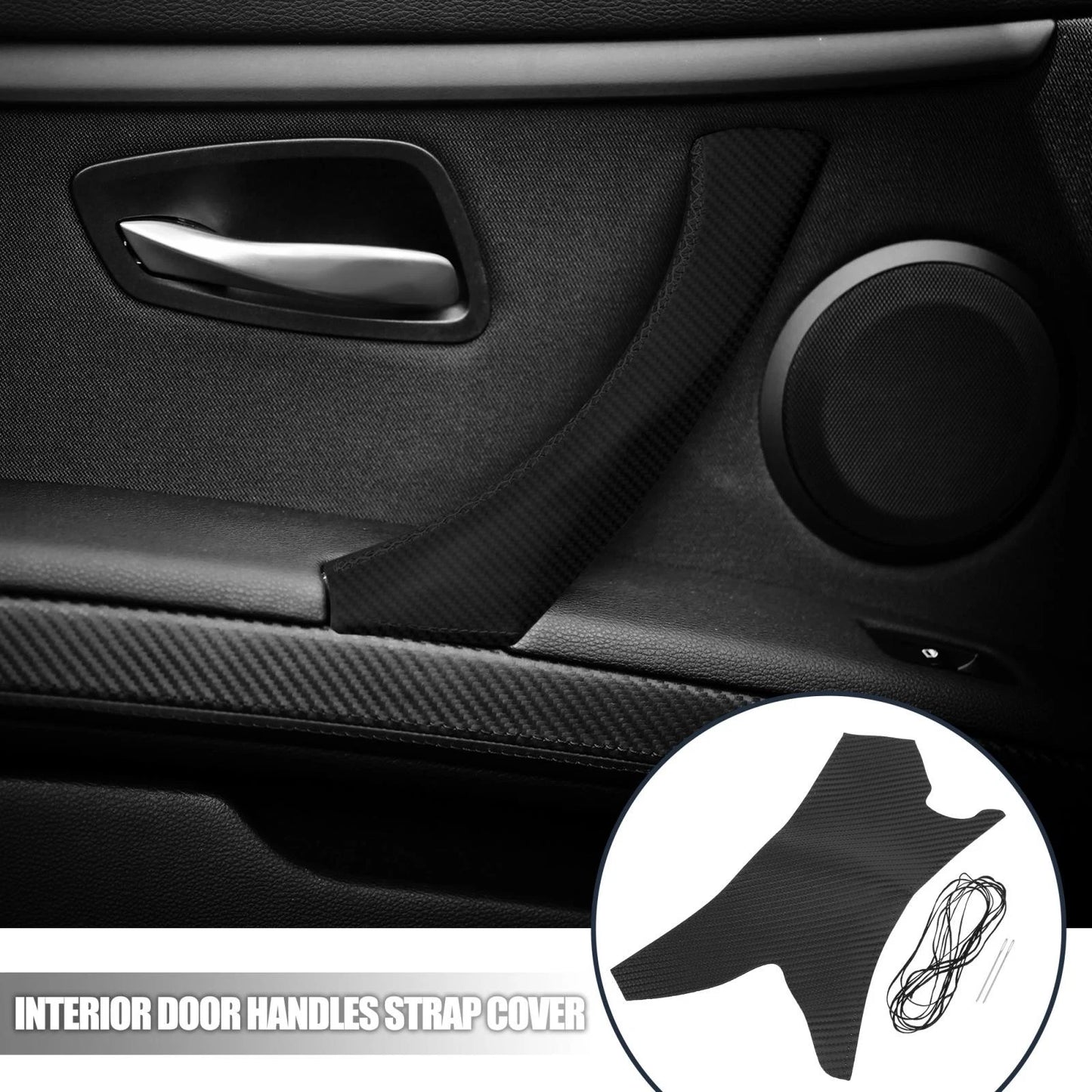 Interior Door Handle Strap Covers for BMW E90 (2006-2011) - Carbon Fiber Pattern