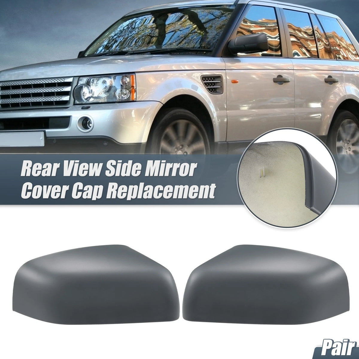 Gray Rearview Mirror Cover Cap for Land Rover Range Rover Sport Discovery