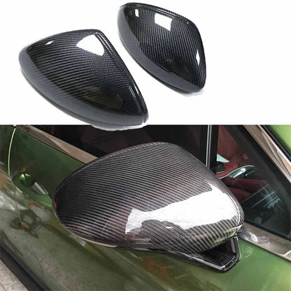 Gloss Carbon Fiber Replace Side Mirror Caps for Porsche 718 Cayman Boxster 17-22