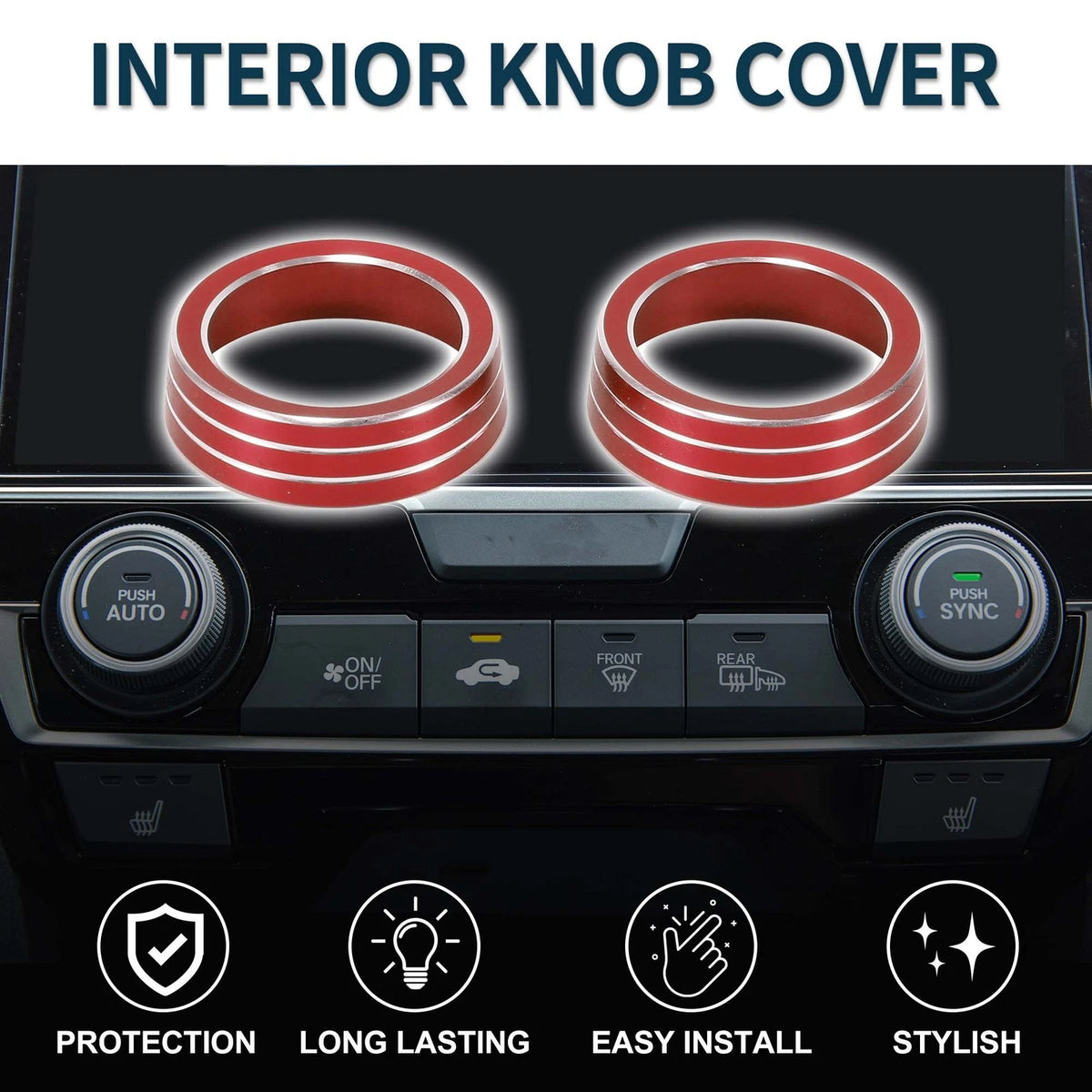 AC Climate Heater Switch Knob Cover for Honda Civic 10th Gen 2016-2020 (2)