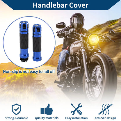 23 x 23 mm Aluminum Hand Grips Cover Blue 1 Pair for Motorcycle