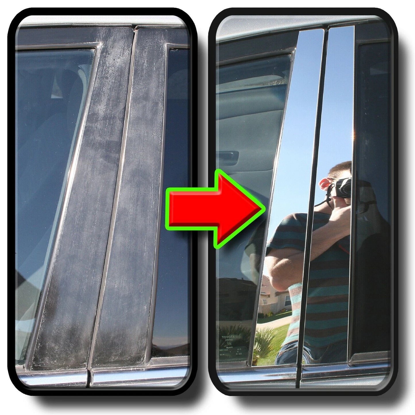12pcs Chrome Pillar Trim Cover Mirrored Post for Toyota Corolla (2019-2024)