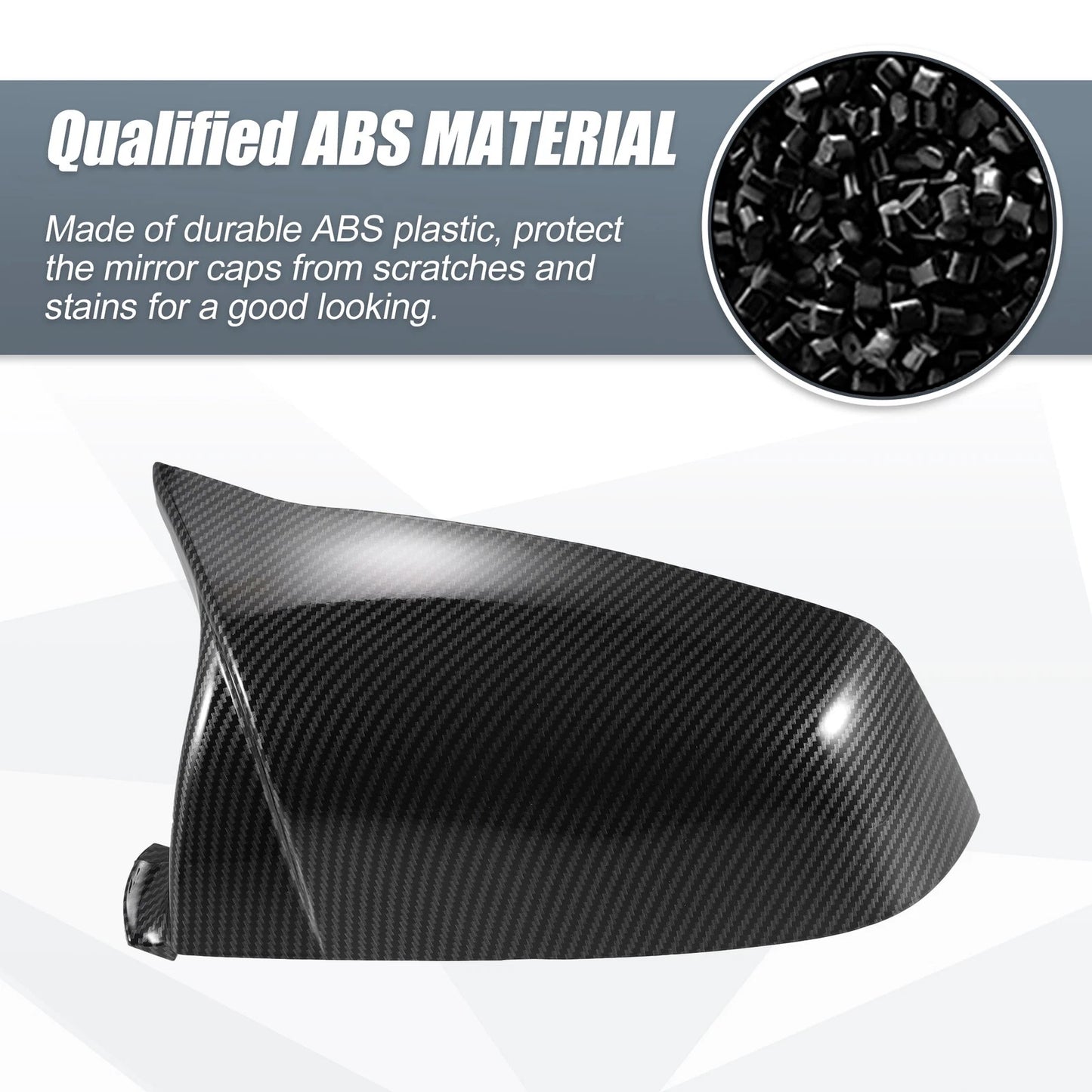 Rearview Mirror Cover Cap 2 x Black Carbon Fiber for BMW 5 6 7 Series (2009-2017)