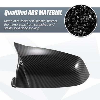 Rearview Mirror Cover Cap 2 x Black Carbon Fiber for BMW 5 6 7 Series (2009-2017)