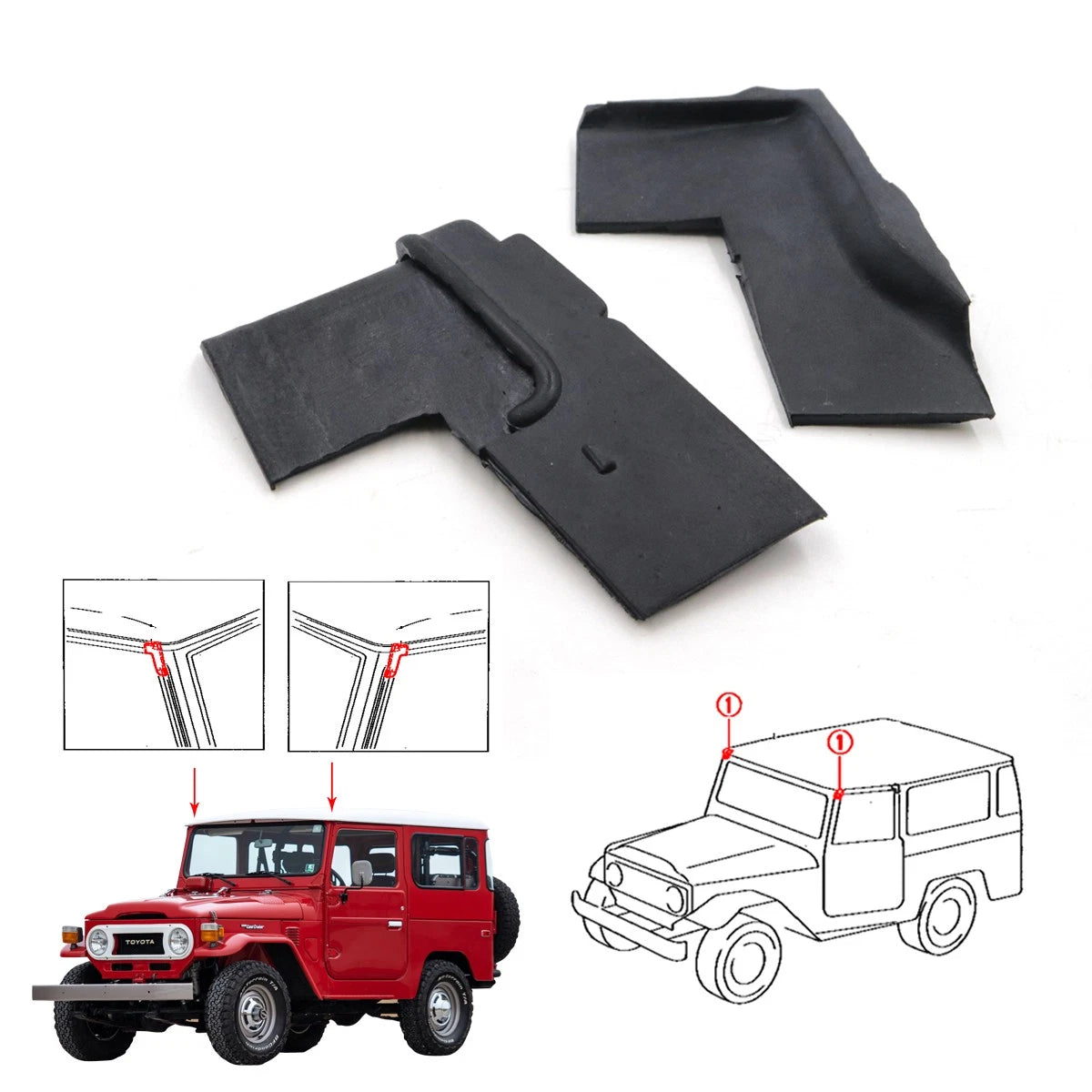 Front Door Corner Rubber for Toyota Land Cruiser J40 BJ45 FJ43 HJ45