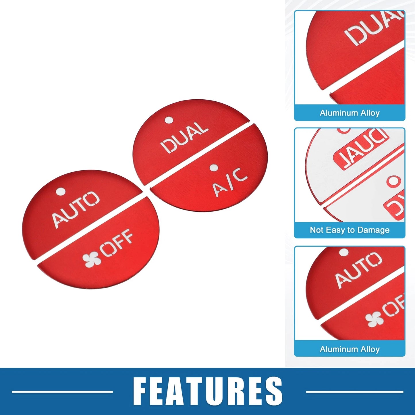 4 Pcs AC Switch Knob Cover Trim for Toyota RAV4 (2019-2022) Aluminum Alloy Red
