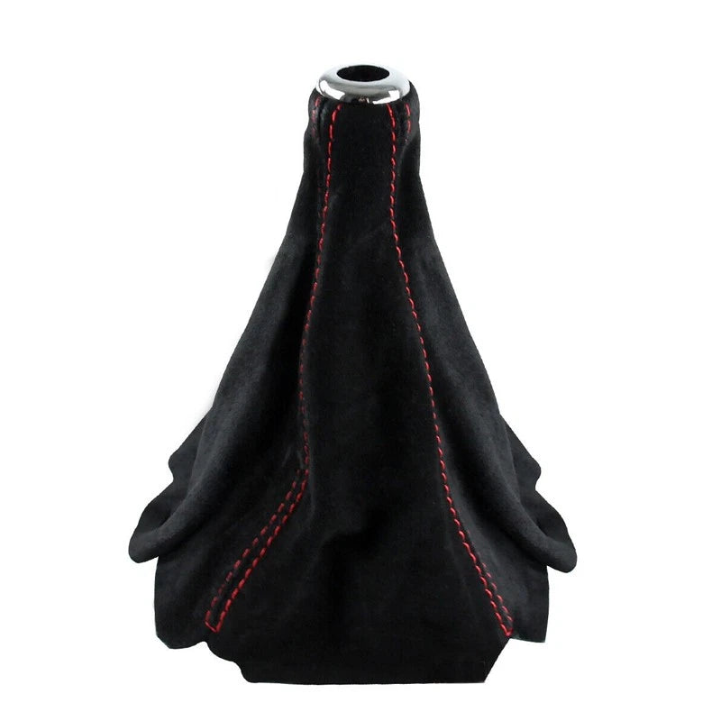 Universal Black & Red Gear Shift Knob Boot Gaiter Cover for Car