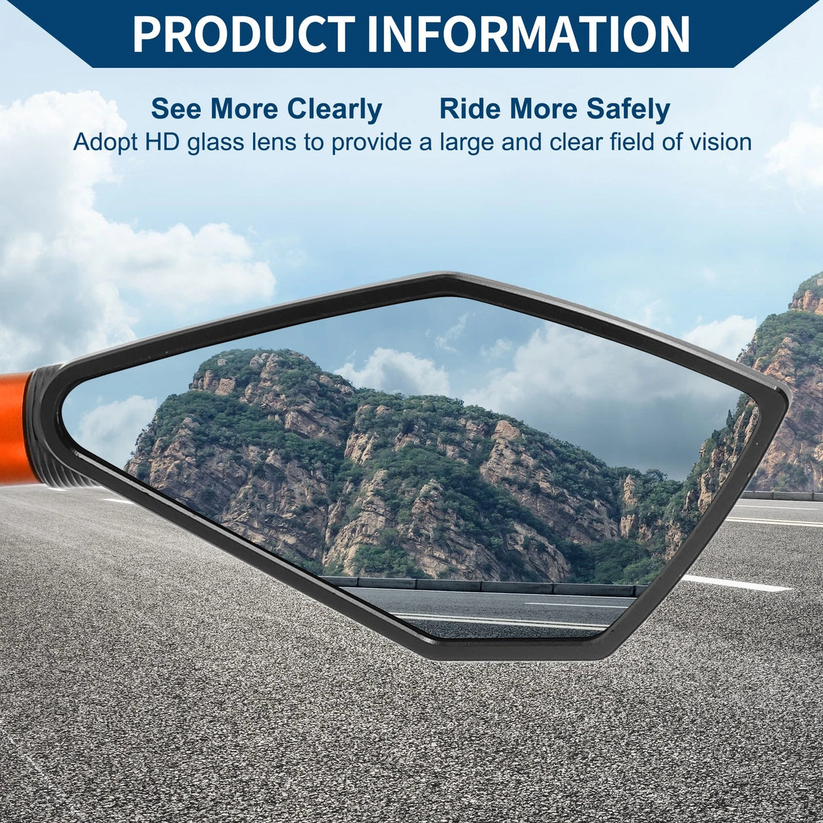 M8/M10 Motorcycle Rear View Mirrors Prismatic Shape Black Orange Aluminum Alloy