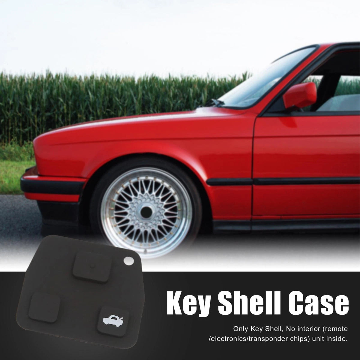 Key Fob Shell Case Pad for Toyota Avensis Corolla Rav4 3 Button Black