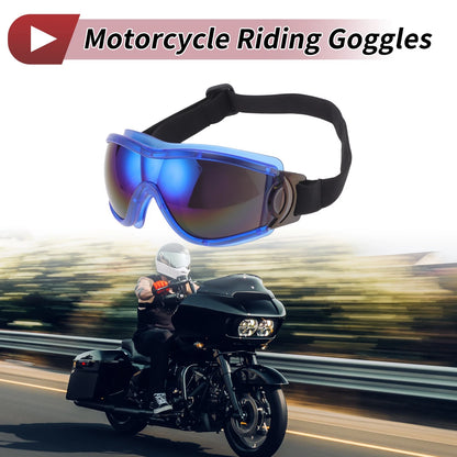 Goggles for Motorcycle Colorful Lens Blue Frame PC PU Sunglasses