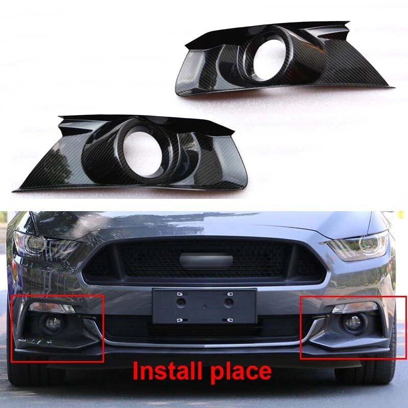 Real Carbon Fiber Front Bumper Fog Lights  Cover Trim For Ford Mustang 2015-17