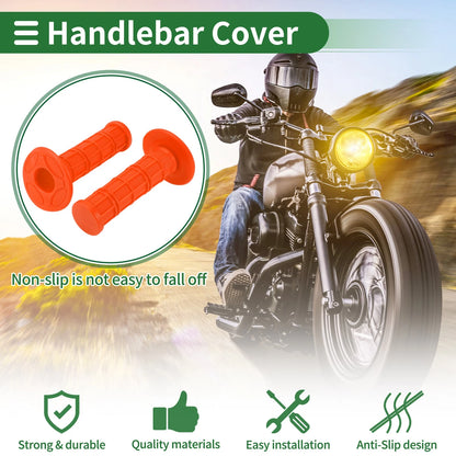 7/8" 22mm Hand Grips Rubber Orange Checkered Pattern for Motorcycle