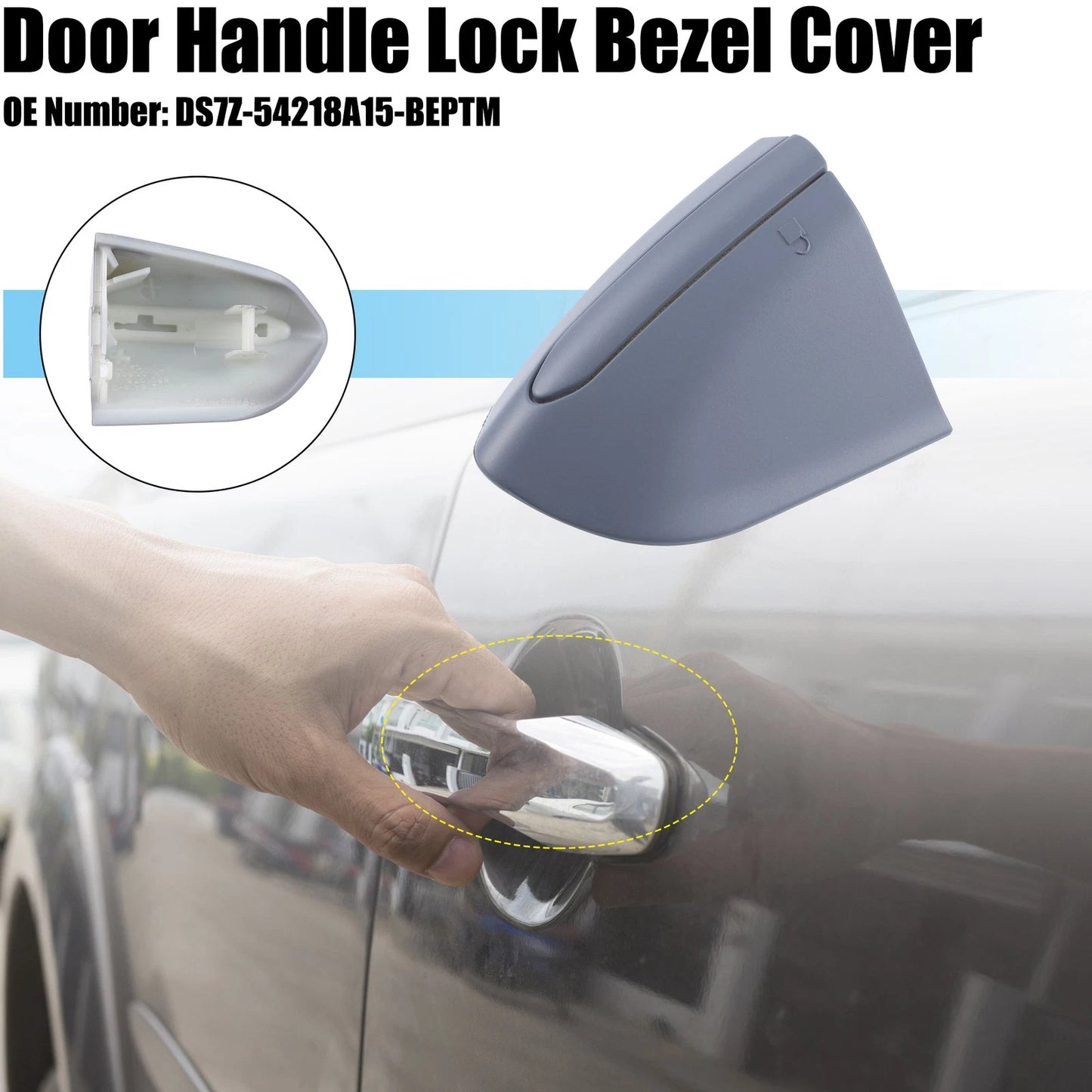 Front Left Exterior Door Handle Lock Cover for Ford Fusion (2013-2020) Gray