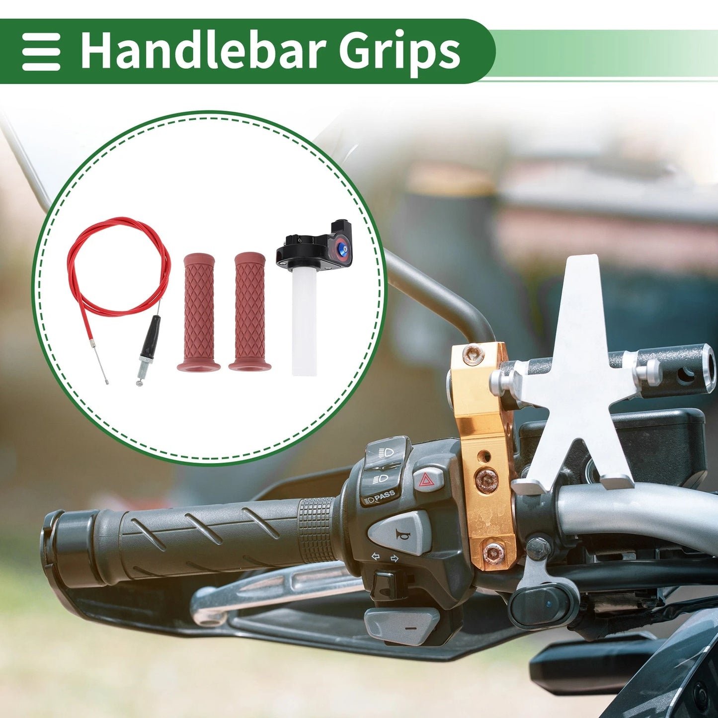 7/8" 22mm Hand Grips Cover Kit for Motorcycle Rubber Wine Red