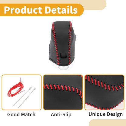 Black Red Faux Leather Gear Shift Knob Cover for Nissan Altima (2019-2024)