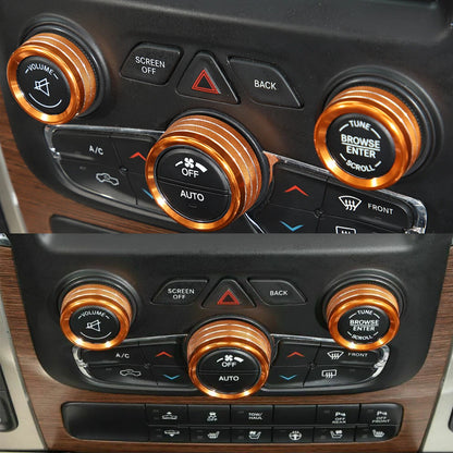 3 x Center Console Switch Knob Cover Rings for Dodge Ram 1500 (2013-2017)