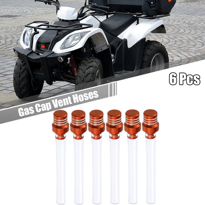 Gas Cap Vent Hose Tank Breather One Way 6pcs Clear Tube Orange for Motorcycle