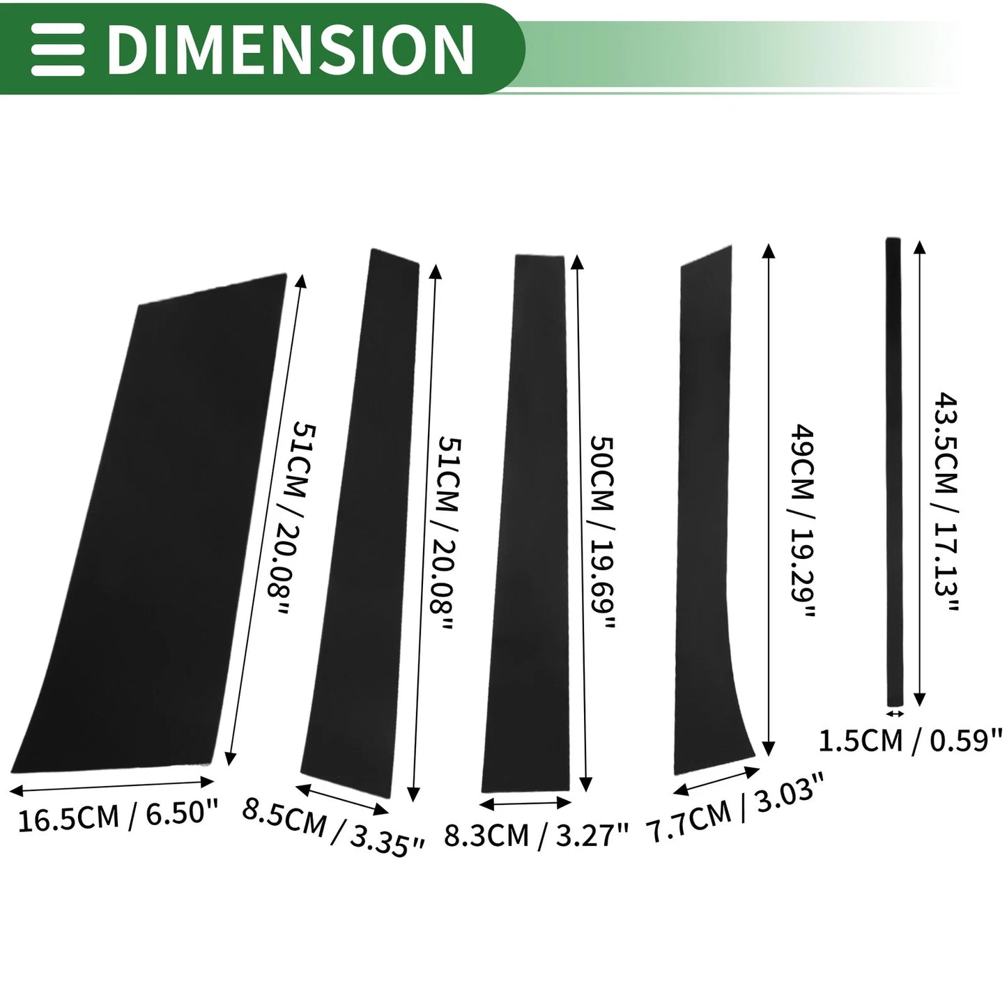 10 x Door Pillar Window Trim Black for Buick Enclave (2007–2014)