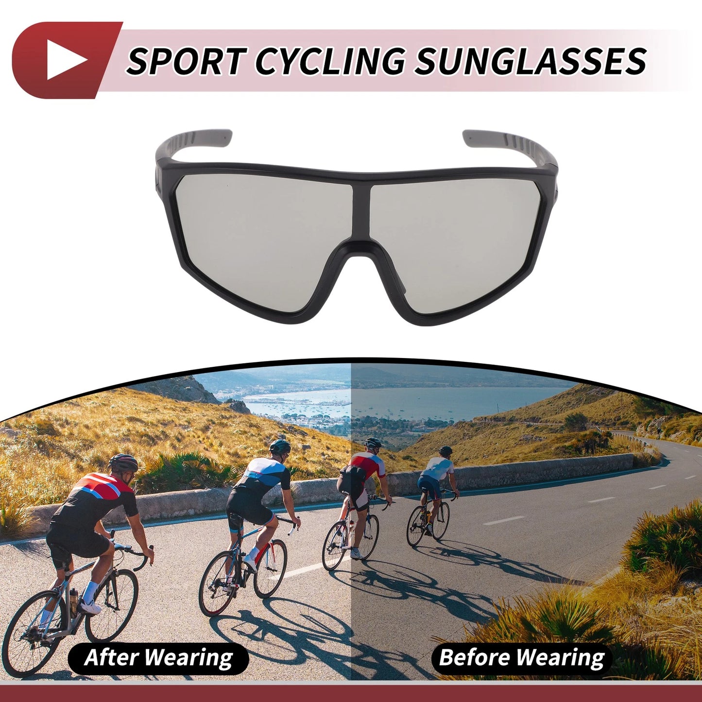 Set Motorcycle Riding Goggles Light Gray Lens Black Gray Frame PC UV400