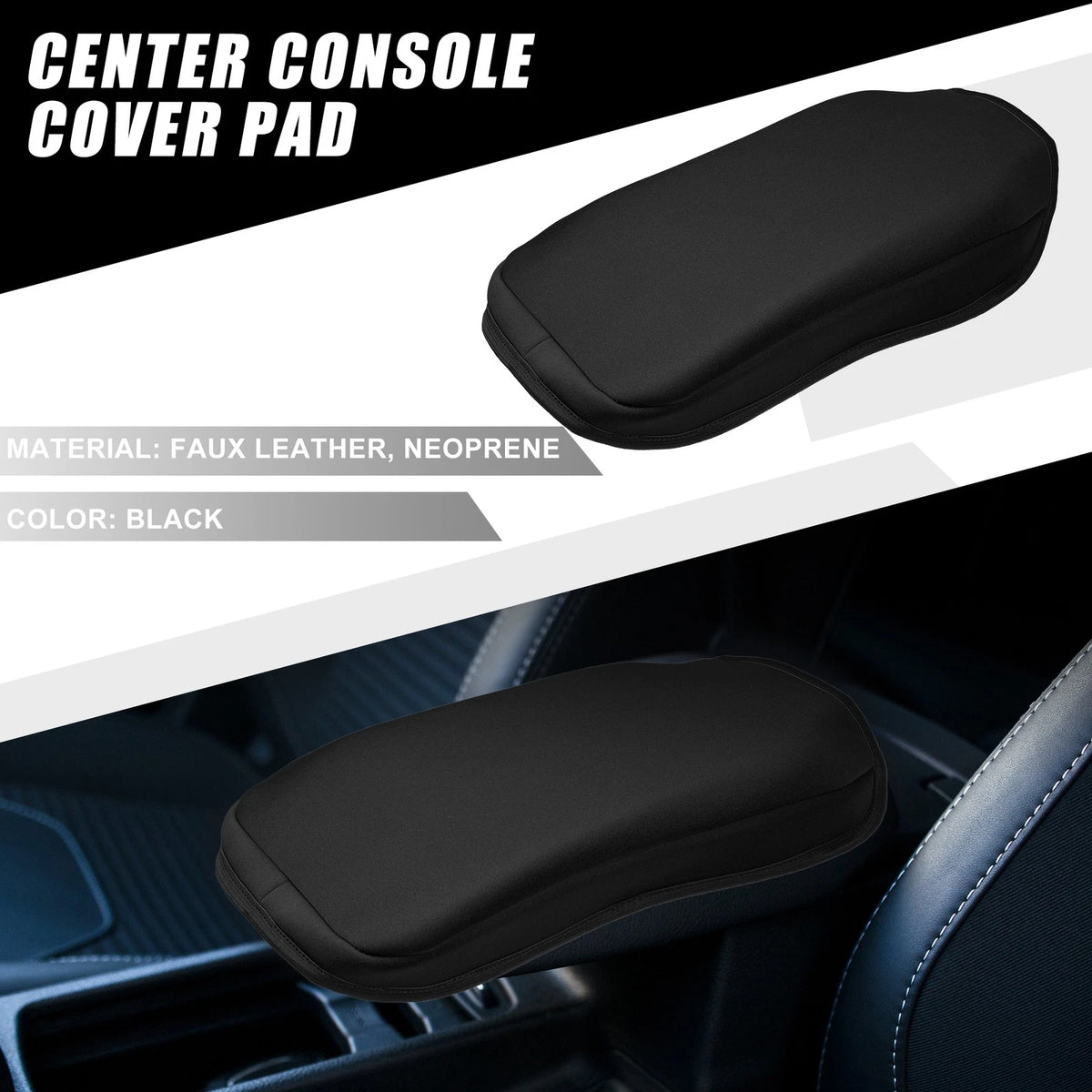 Center Console Cover Pad for Chevrolet Blazer faux leather neoprene black