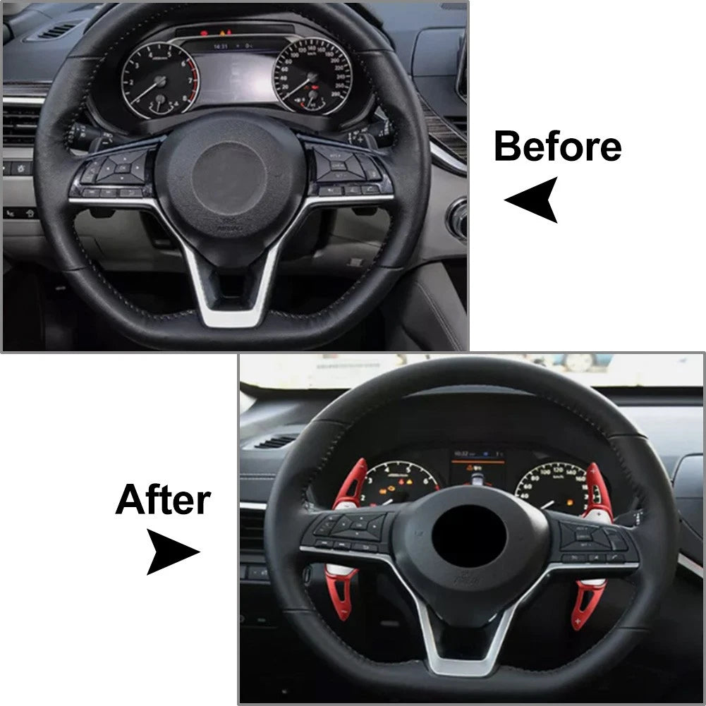 Red Steering Wheel Shift Paddle Extensions for Nissan, Infiniti, Mitsubishi