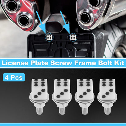 4 pcs Universal Motorcycle M6 License Plate Screws Cover 3.45 cm White