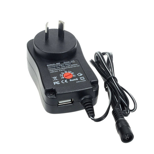 12V 30W Adjustable Power Supply Adapter + 6 x Tip Connectors for Various Models