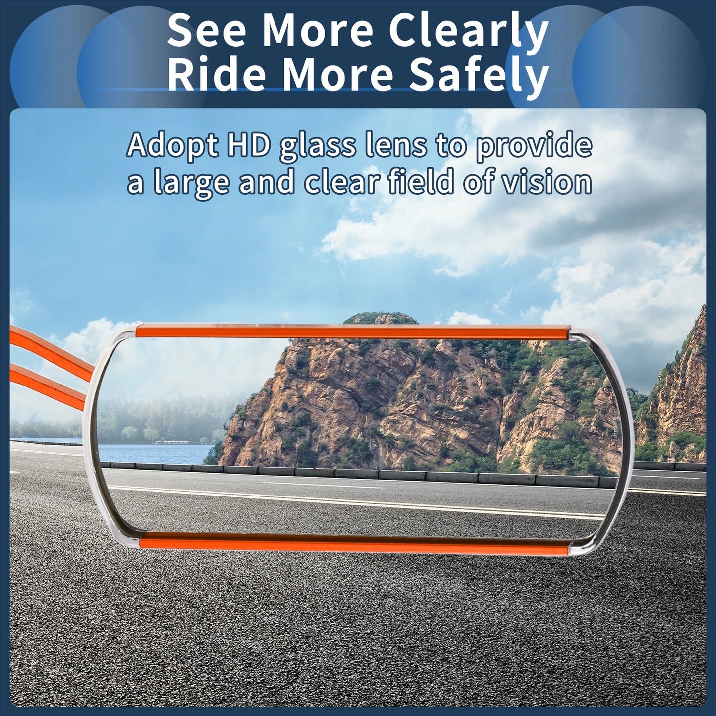 M8/M10 Rear View Mirrors, Orange Alloy, 2 x Handlebar Mirrors for Motorcycle