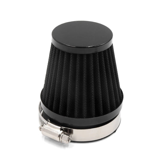 60mm Inlet Black Motorcycle Air Intake Filter w Adjustable Clamp for Motorcycle