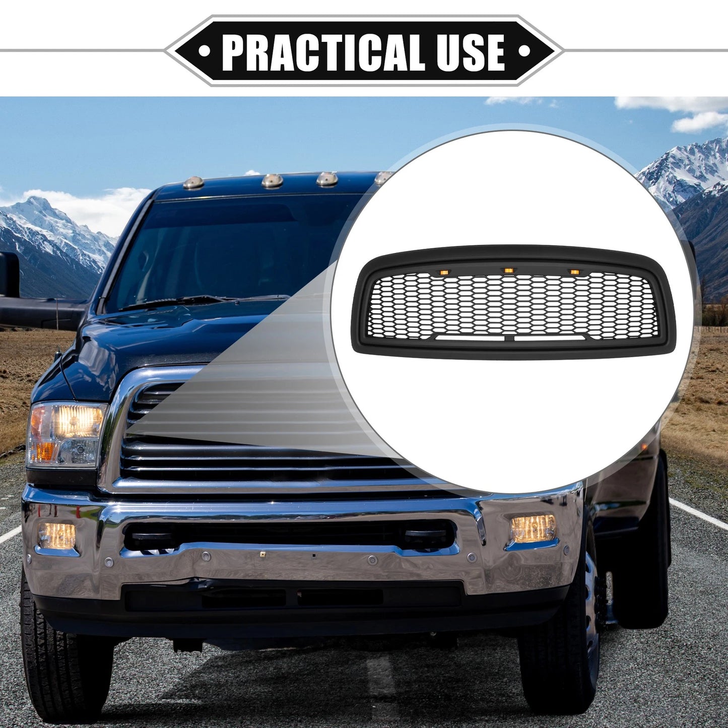 Grille Assembly w/ LED Lights for Dodge Ram 1500 (2009-2010) Matte Black