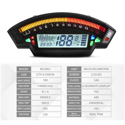 Digital Odometer LCD Speedometer Tachometer for FN (1-6 Speed)