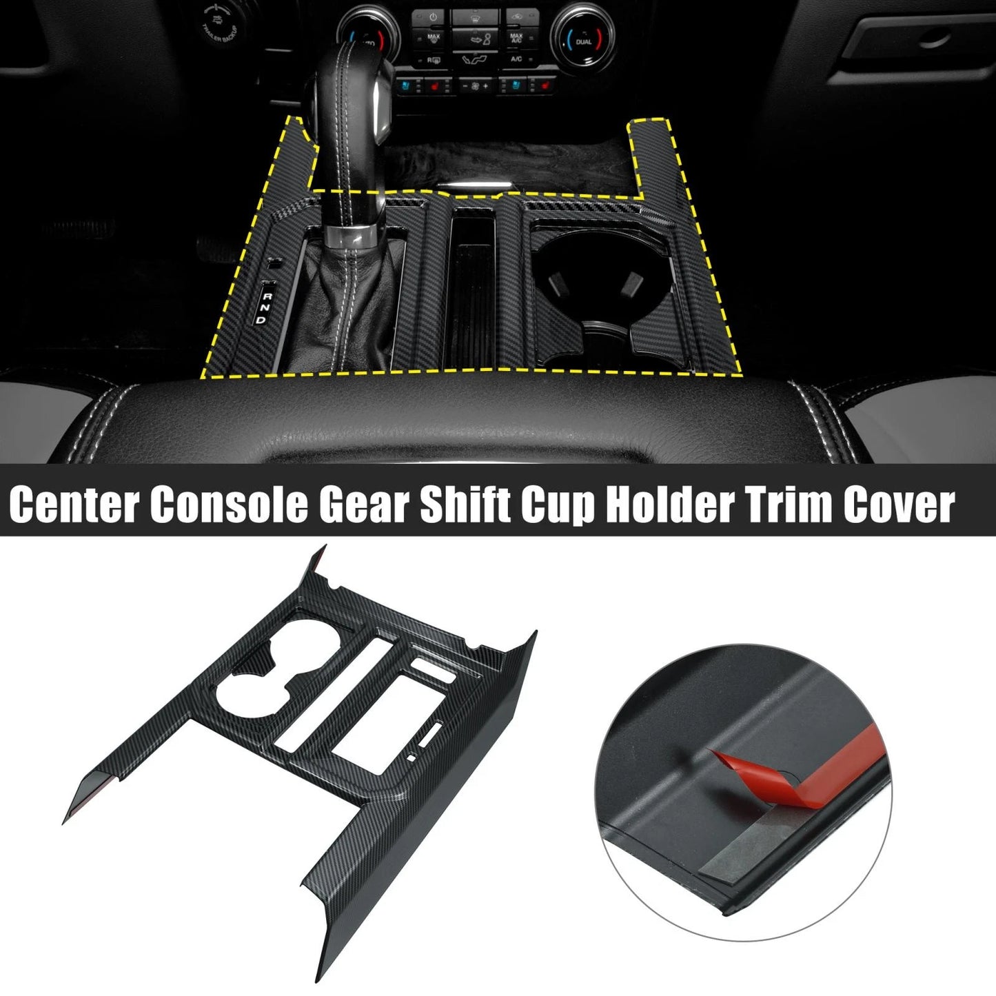 Car Center Console Gear Shift Cup Holder Trim Cover for Ford F-150 (2015-2019)